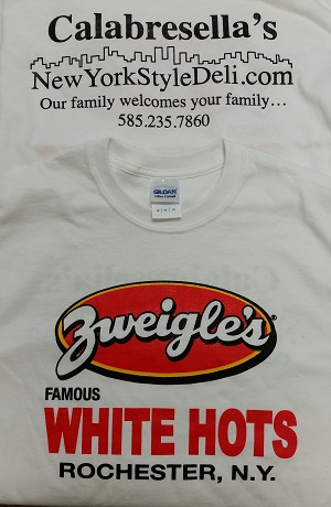 Calabresella's and Zweigle's T-Shirt- $24.00 SHIPPING INC-MED, LG or XL ONLY